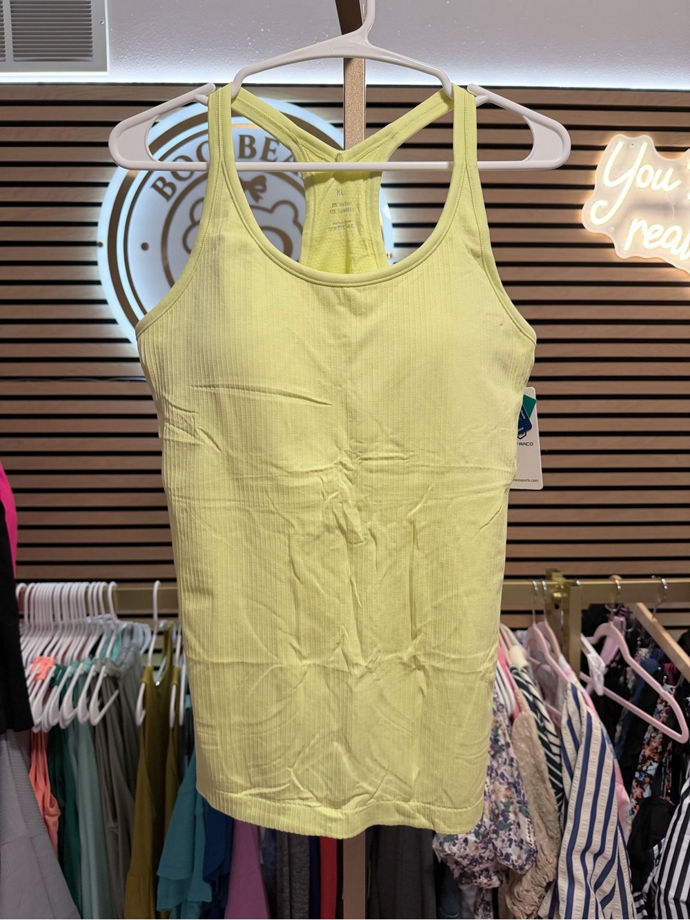 Ribbed Scoop Neck Tank Top in Pale Yellow